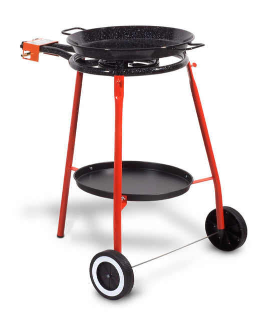 Garcima - SET ANDREU WITH WHEELS - Enamel Paella pan Burner kit 46cm
