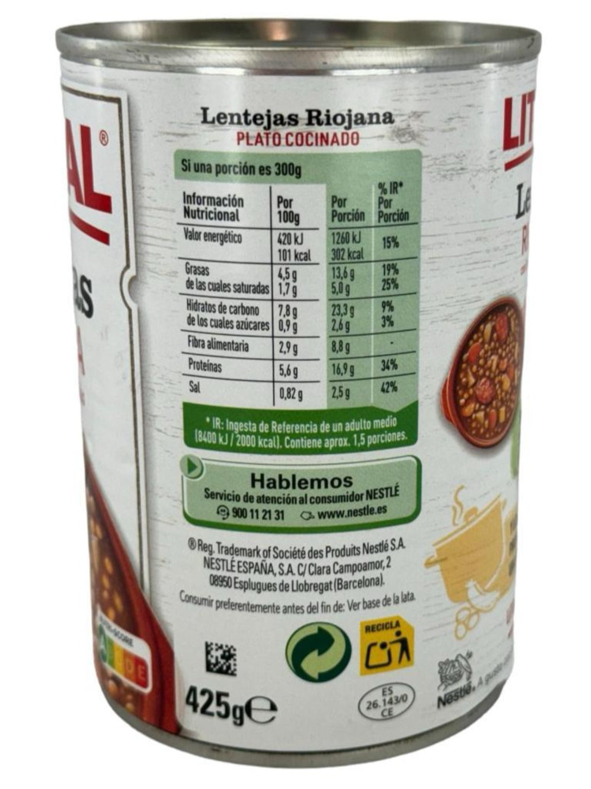 Litoral Lentejas Riojana con Embutido Selecto Lentils with Sausages 420g