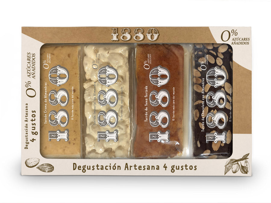 1880 Sin Azucar Artisan 4 flavours Spanish Sugar Free Tasting Turron Selection 300g