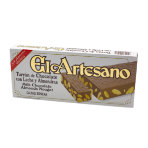 El Artesano Turron Sin Azucar Chocolate con Leche Y Almendras Spanish Sugar Free Milk Chocolate with Almonds Nougat 200g