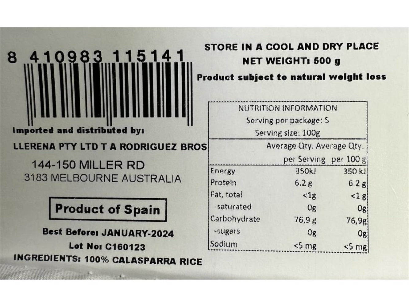 Virgen de la Esperanza Arroz Calasparra Spanish Calasparra Rice 500g Twin Pack 1kg total Best Before End of January 2024