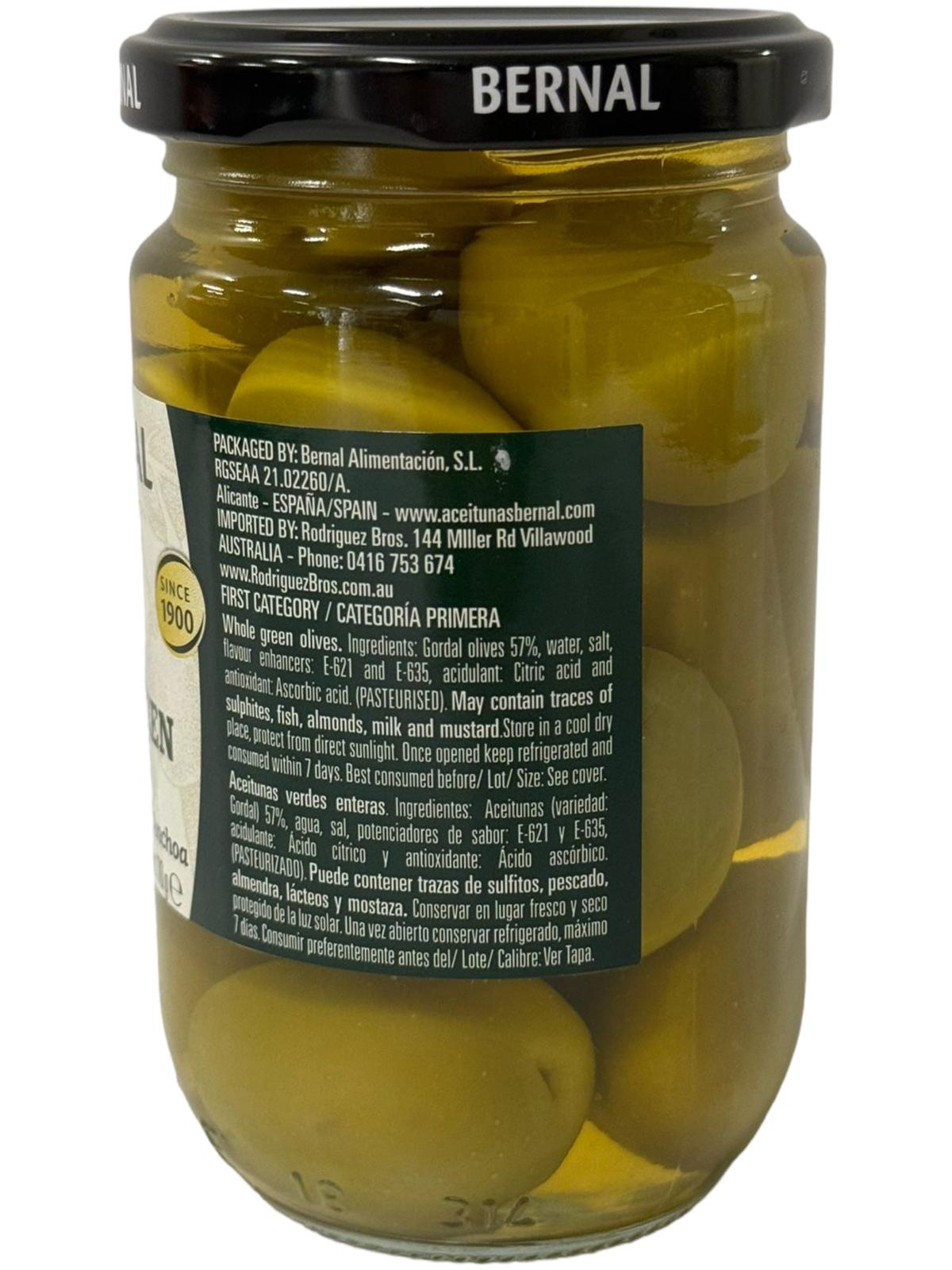 Bernal Gordal Whole Green Queen Olives 300g