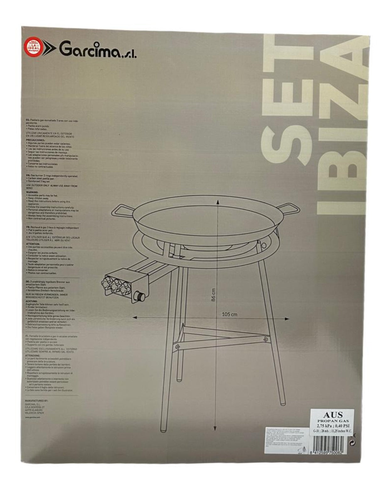 Garcima - SET IBIZA - Enamel Paella pan Burner Kit 70cm