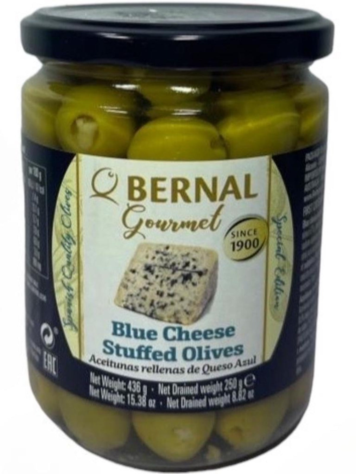 Bernal Gourmet Spanish Blue Cheese Stuffed Olives 4 pack 436g x4