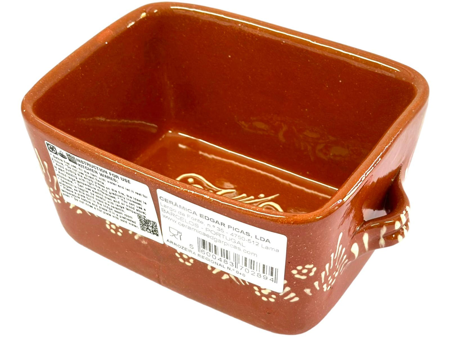 Edgar Picas Arrozeira Regional 0+0 Portuguese Terracotta Regional Rice Cooker 16.5cm x 13.5cm x 11.5cm