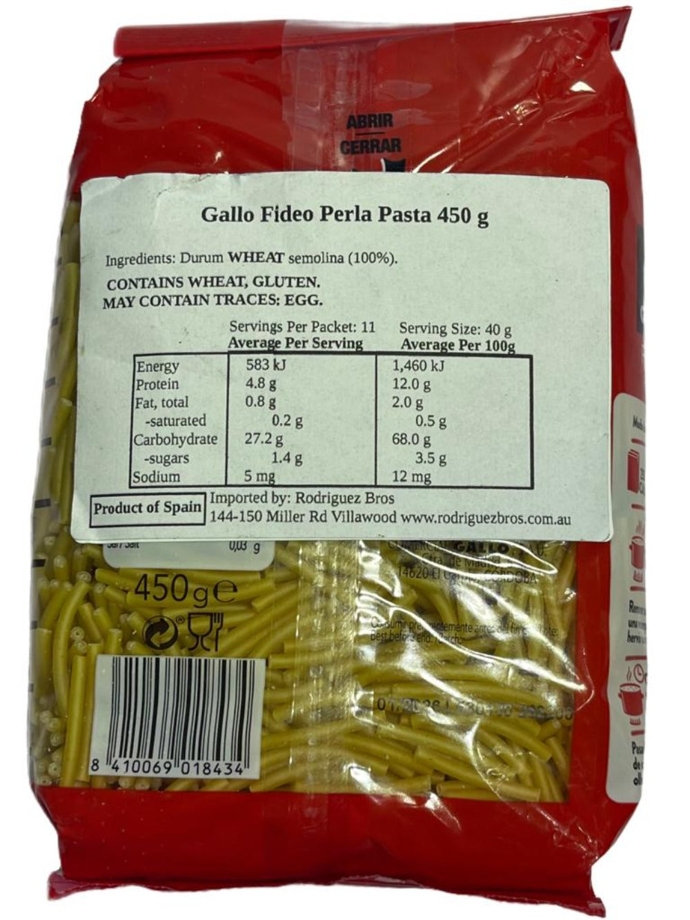 Gallo Fideo Perla - Pasta 450g