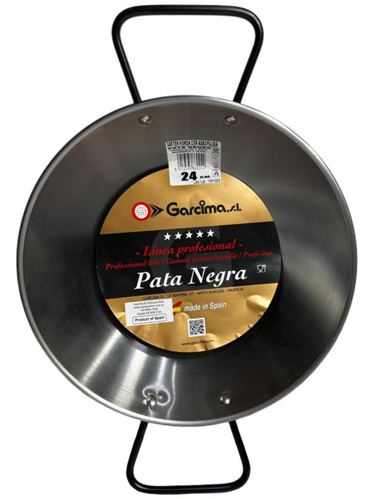 Garcima Pata Negra Sarten Honda con Asas Pulida Spanish Frying Pan 24cm