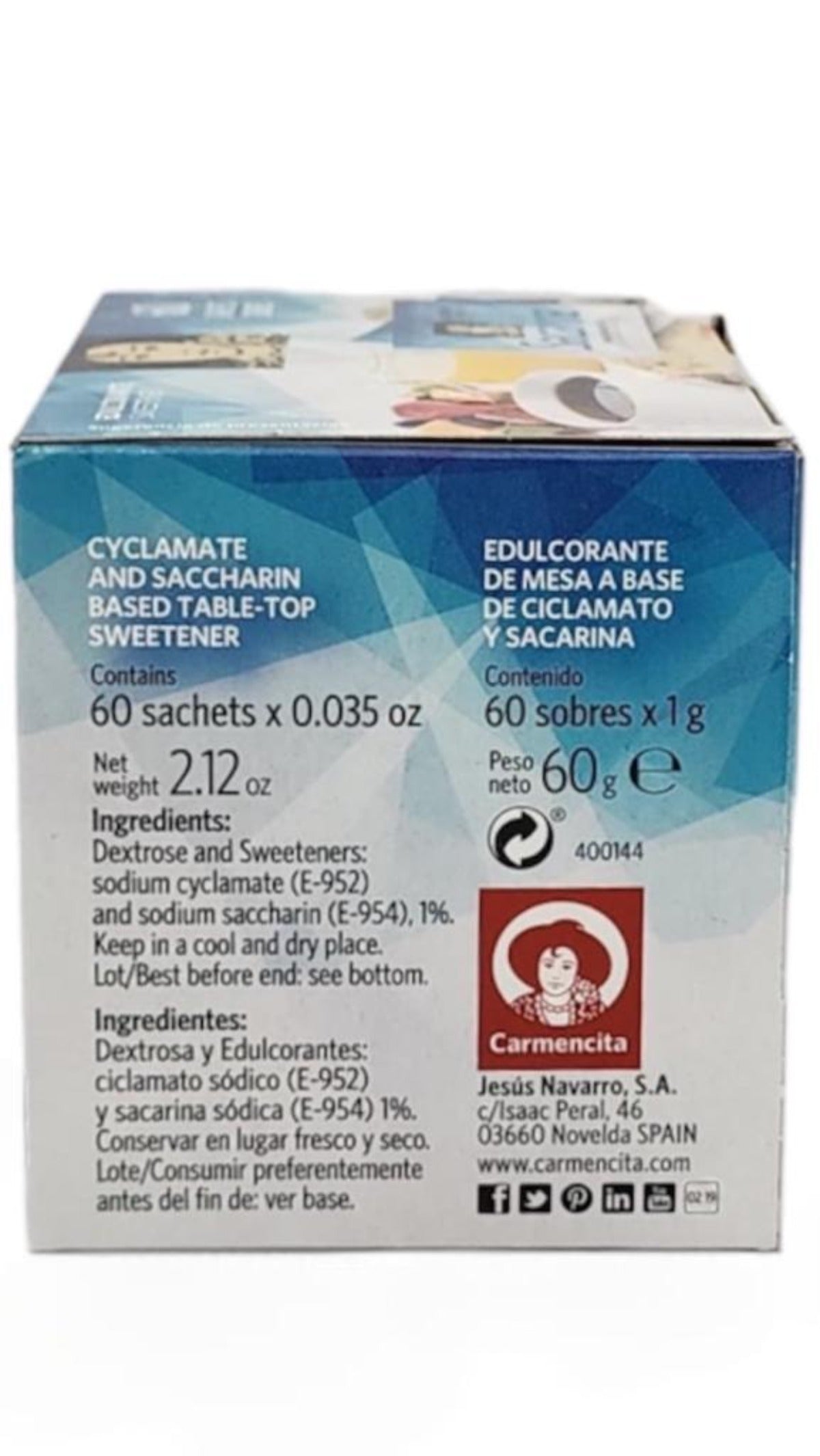 Carmencita Saccharin Sweetener 60x1g Satchets