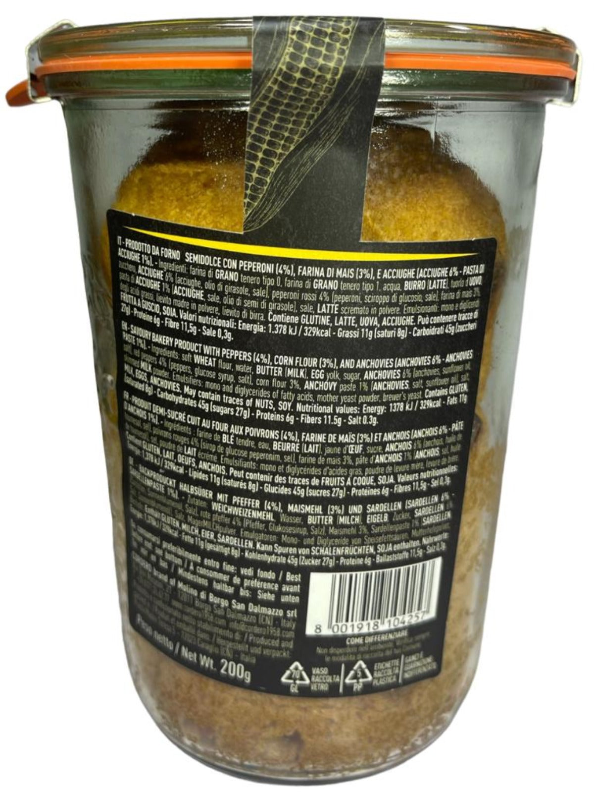 Cordero Panettone Peperoni Acciughe Savoury Italian Cake with Capsicum and Anchovies 200g