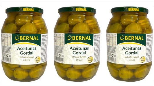 Bernal Aceitunas Gordal Spanish Whole Green Queen Olives 3 Pack 1000g x3