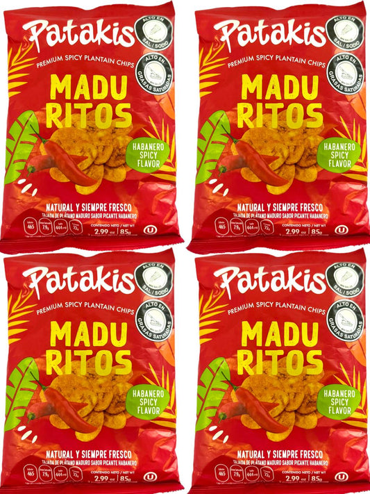 Patakis Maduritos Premium Spicy Plantain Colombian Chips Salted 80g Ea 4 pack 320g total