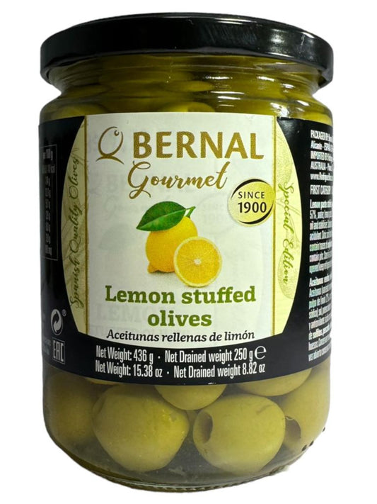 Bernal Gourmet Lemon Stuffed Manzanilla Olives 436g Gross 225g Drained