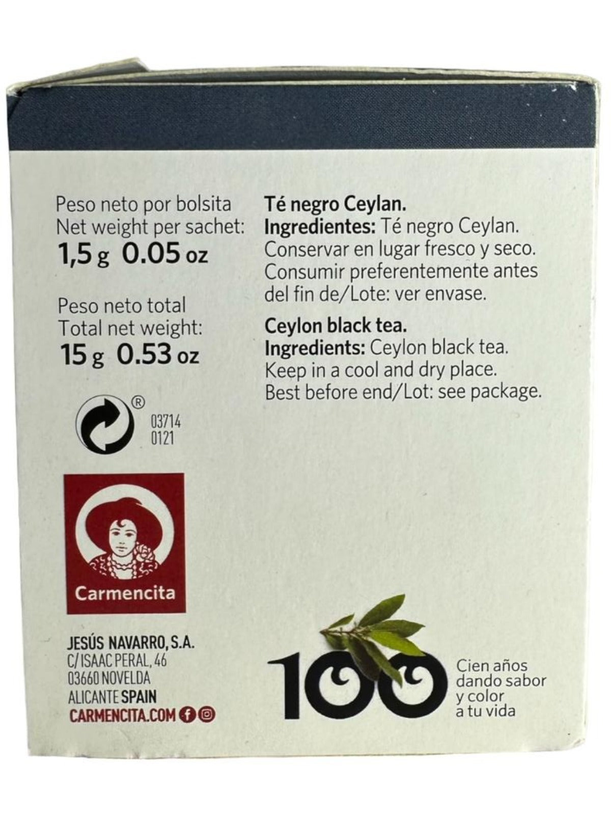 Carmencita Ceylon Black Tea 10x bags 15g (Best Before 01-03-2026)