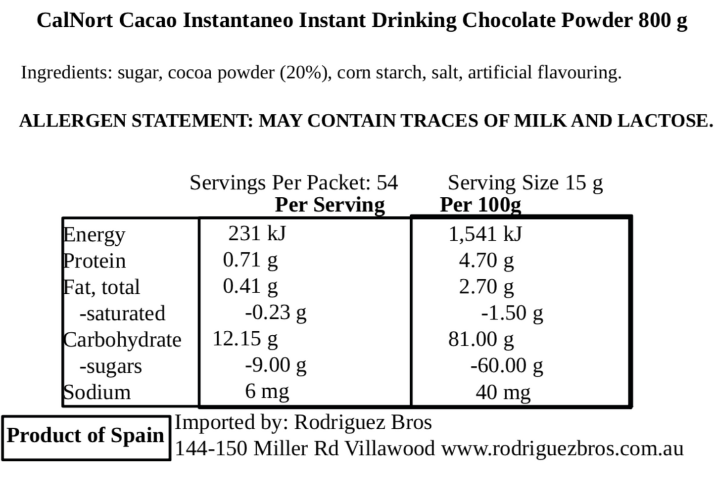 Calnort Instantaneo 800g