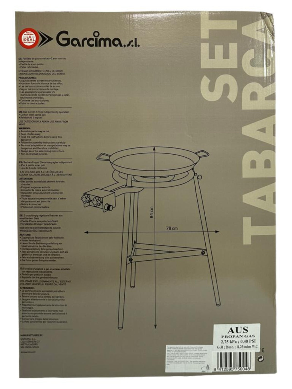 Garcima - SET TABARCA - Enamel Paella pan Burner Kit 50cm