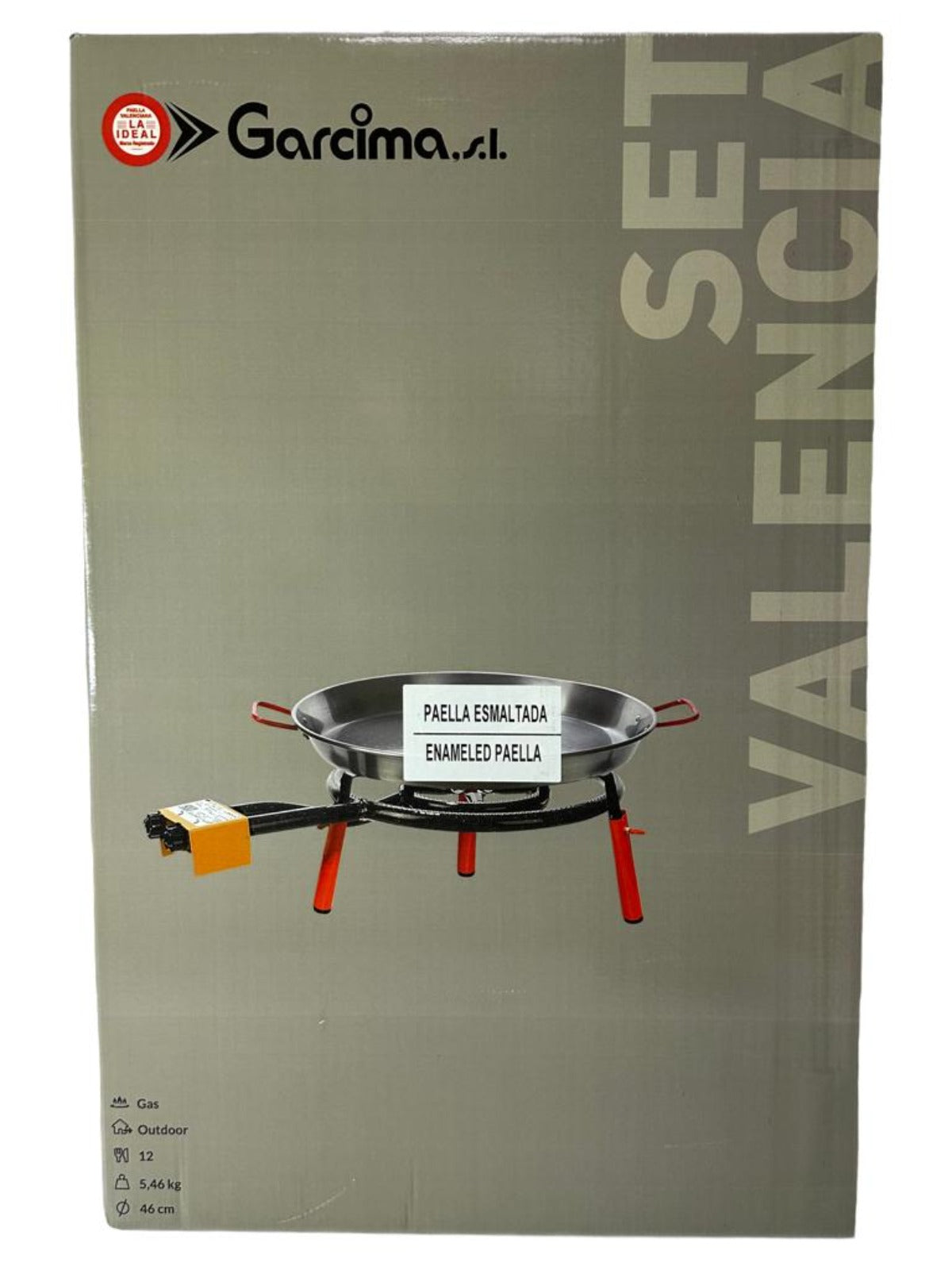 Garcima Valencia Spanish Paella Desktop Set Black Enamel Pan 46cm