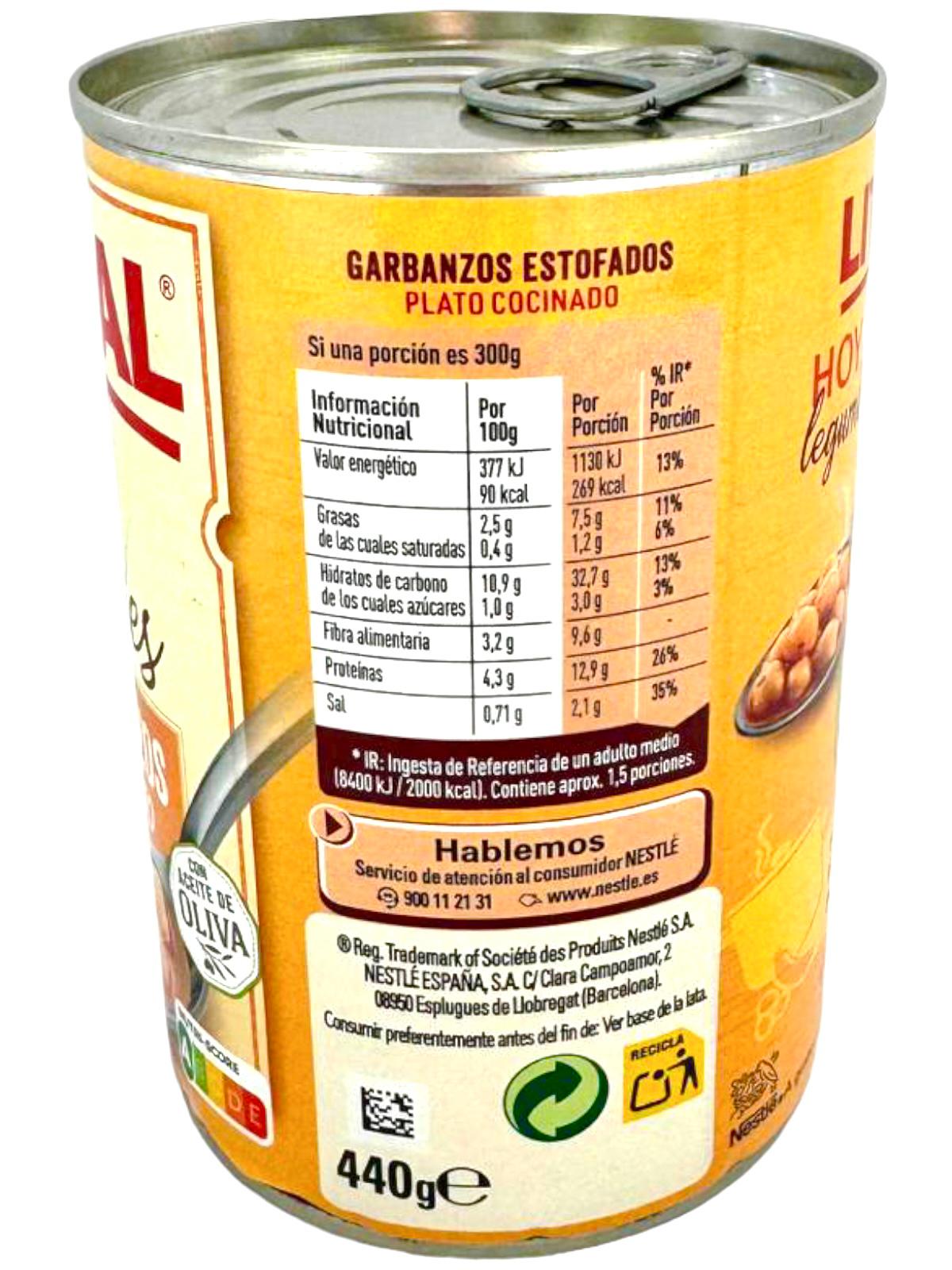 Litoral Legumbres Garbanzos con Sofrito Chickpeas 440g
