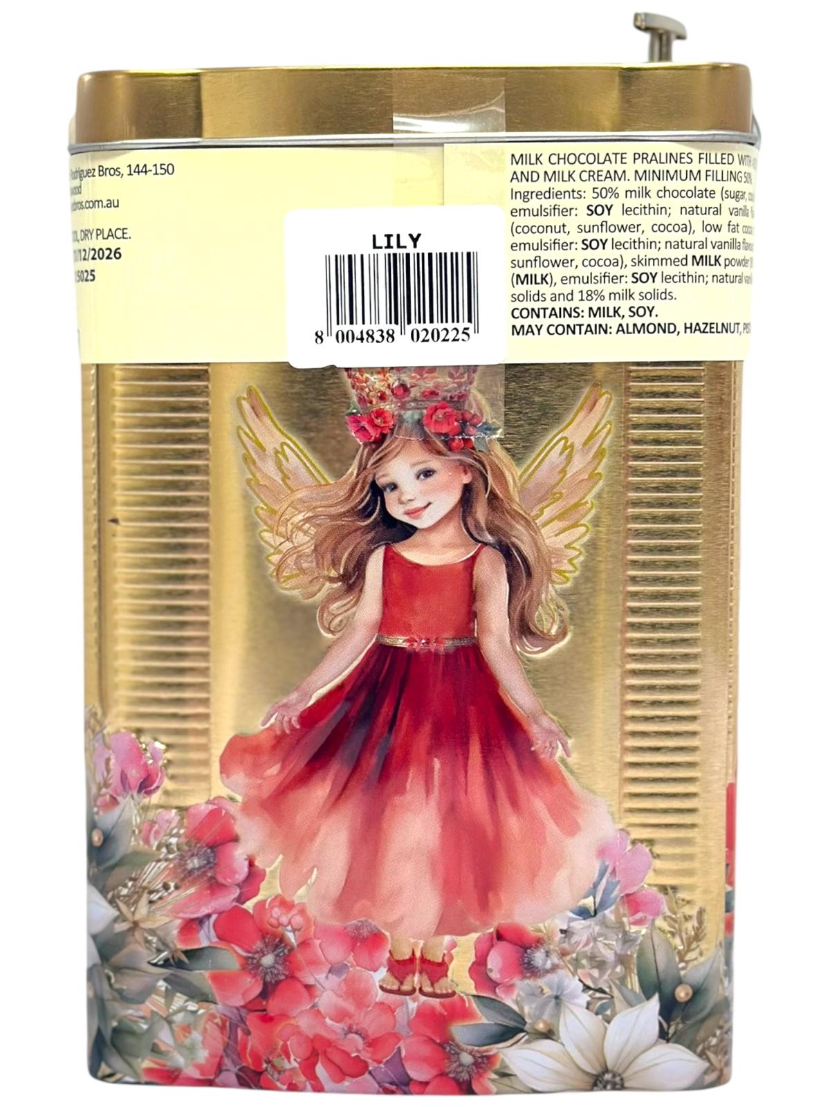 Marie Ange di Costa Lily Red Fairy Music Box With Italian Praline Chocolates Filled with cocoa cream & milk cream 150g (Best Before 31-12-2026)