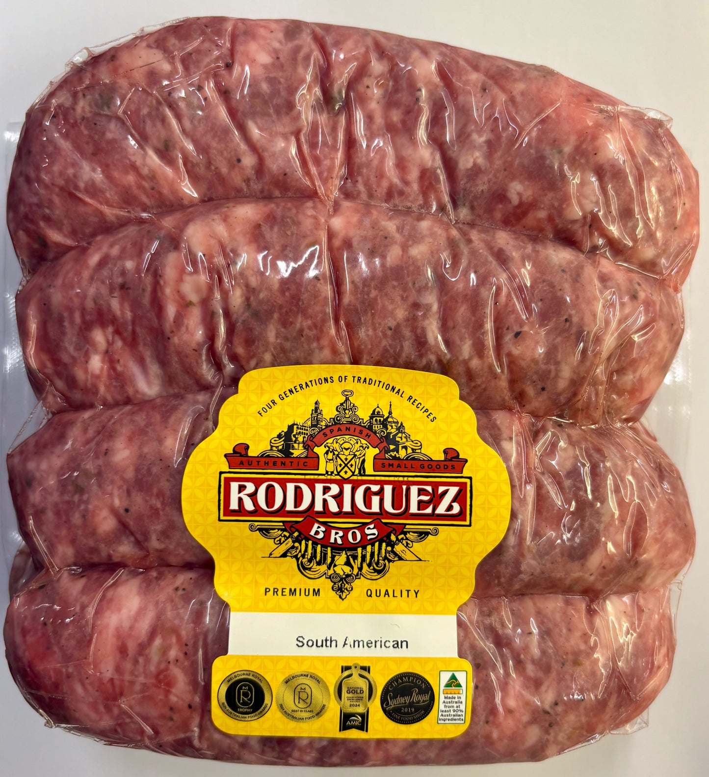 Parrillero South American Chorizo Random weight approx. 1kg packet 8 pieces regular price $18.00 AUD. You are guaranteed to receive at least 950g of product, equivalent price of $18.95 per kg.
