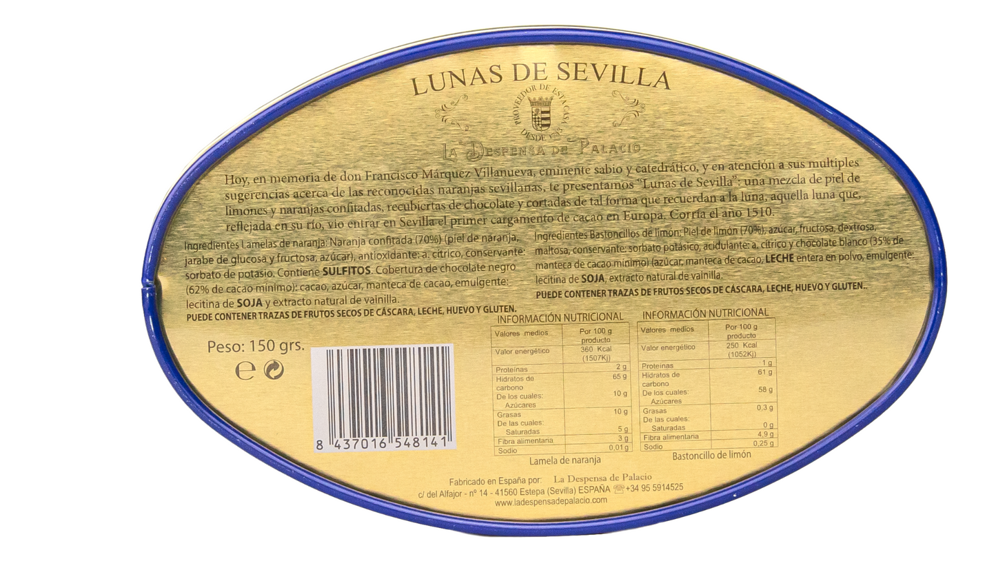 La Despensa de Palacio Lunas de Sevilla Spanish Candied Citrus in Decorative Tin 150g