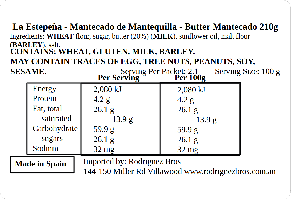 La Estepena Butter Mantecado 210g (Best Before 30-11-2026)