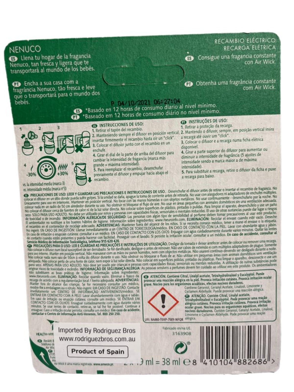 Nenuco Air Wick Spray Plug In Unit Two Refills 38mls