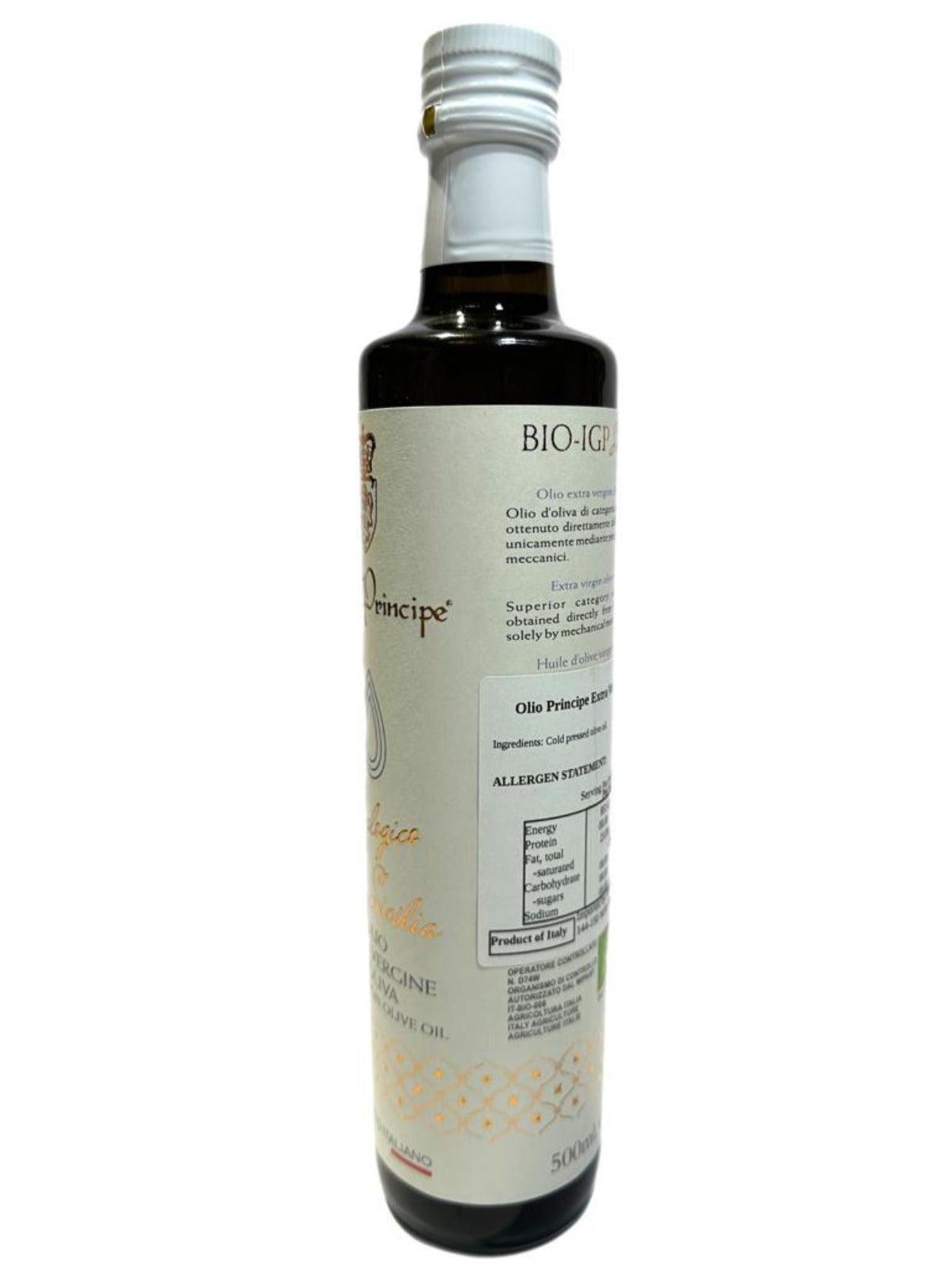 Olio Principe Sicilian Extra Virgin Organic Olive Oil 500ml