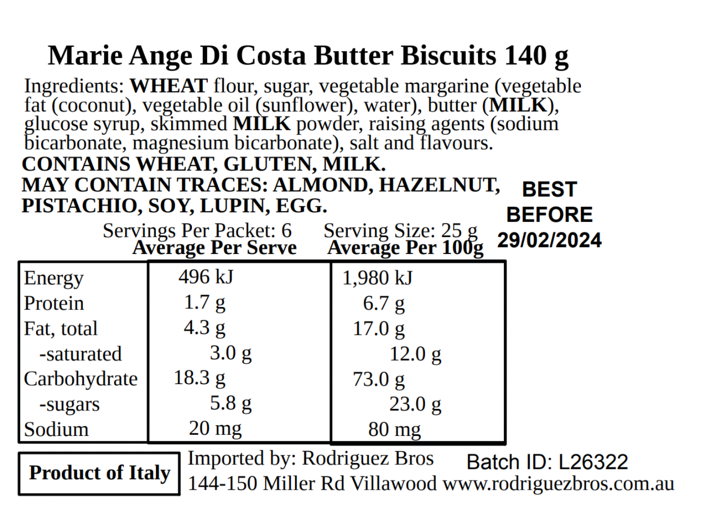 Marie Ange di Costa Music Box Italian Tin with Butter Biscuits—Delgado Rectangle in Lemon 140g
