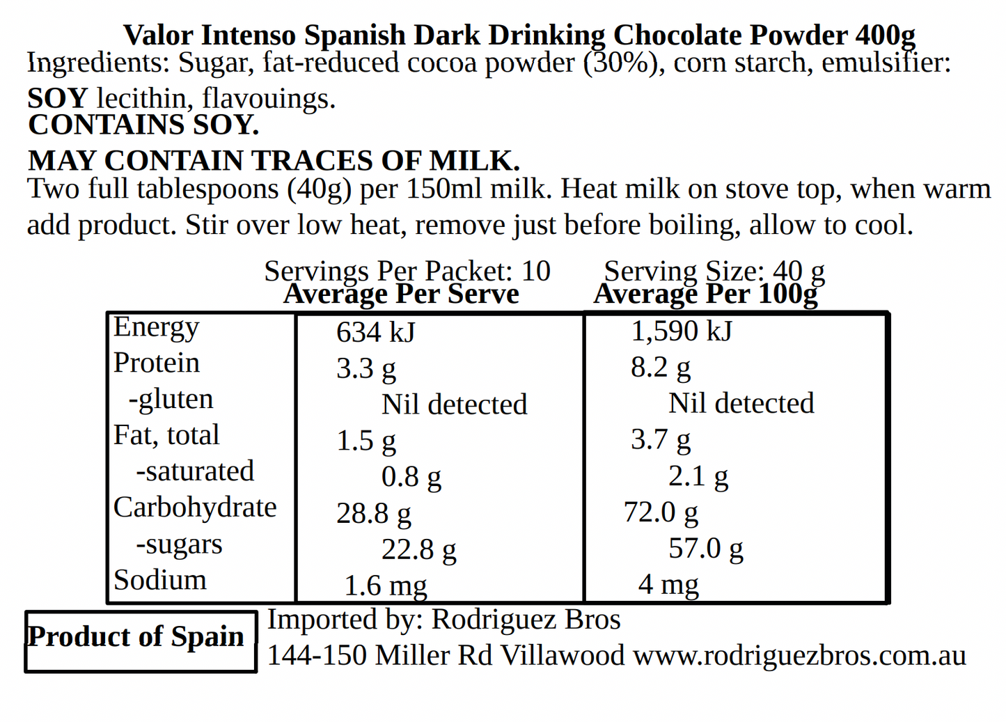 Valor Spanish Drinking Chocolate Selection for Churros 4 pack 1150g