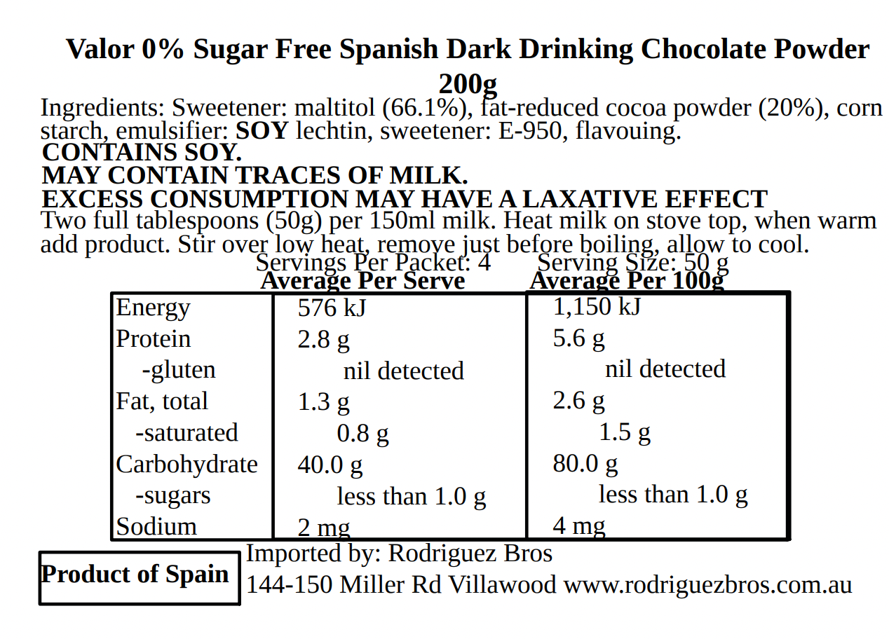 Valor Spanish Drinking Chocolate Selection for Churros 4 pack 1150g