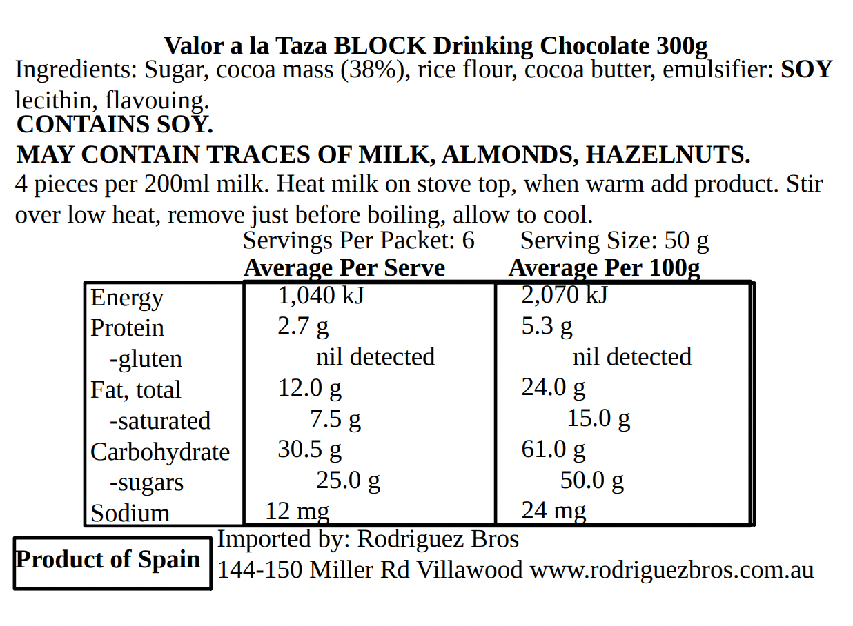 Valor Spanish Drinking Chocolate Selection for Churros 4 pack 1150g