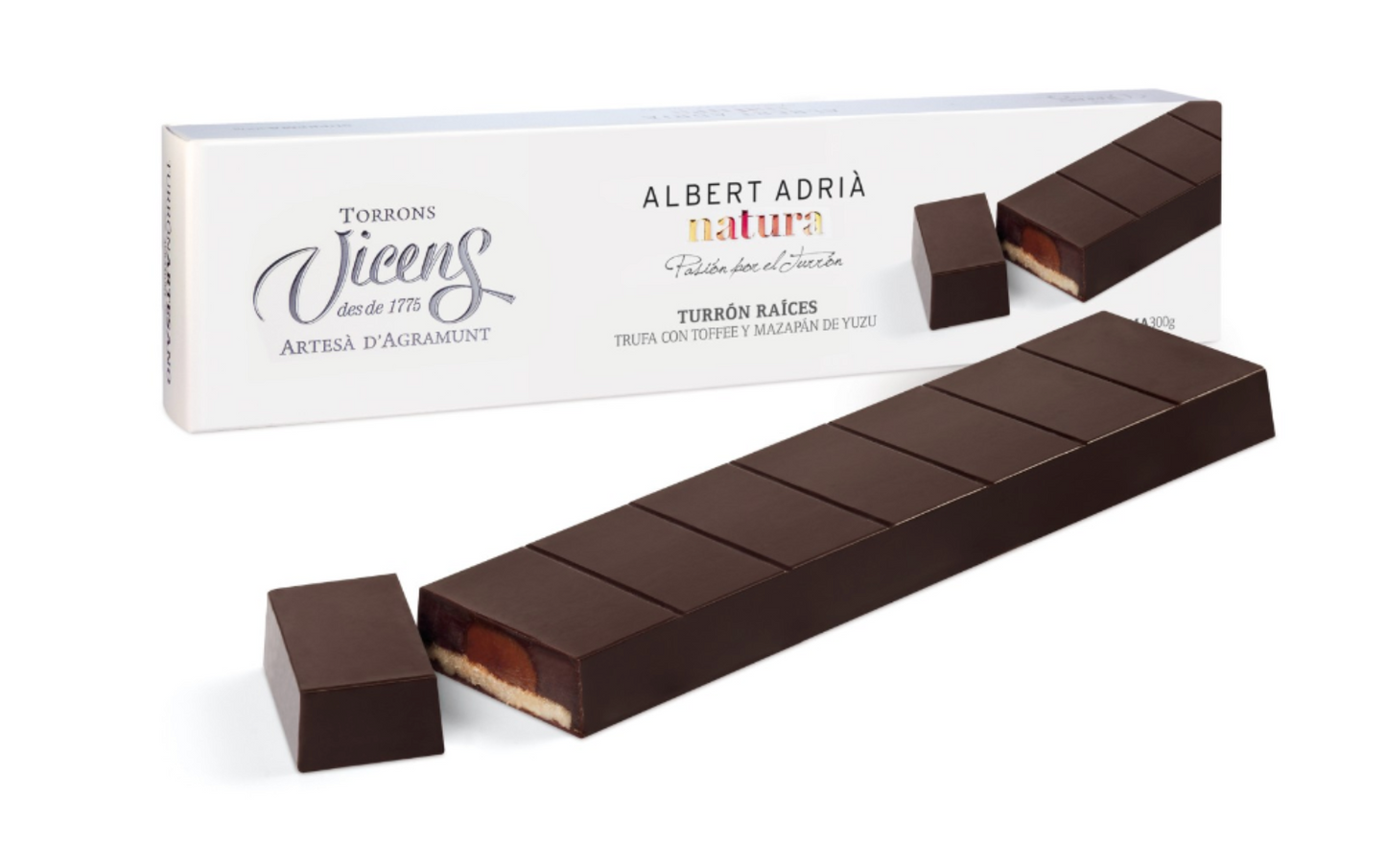 Vicens Spanish Roots Toffee and Yuzu Mazipan Nougat Boxed 300G