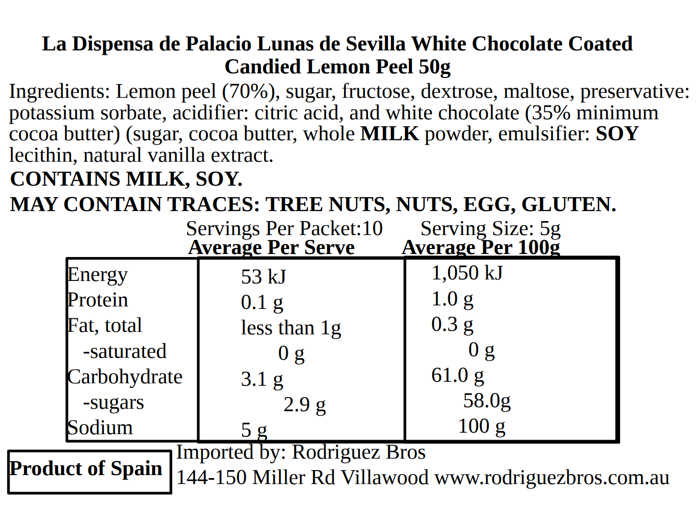 La Despensa de Palacio Lunas de Sevilla Spanish Candied Citrus in Decorative Tin 150g