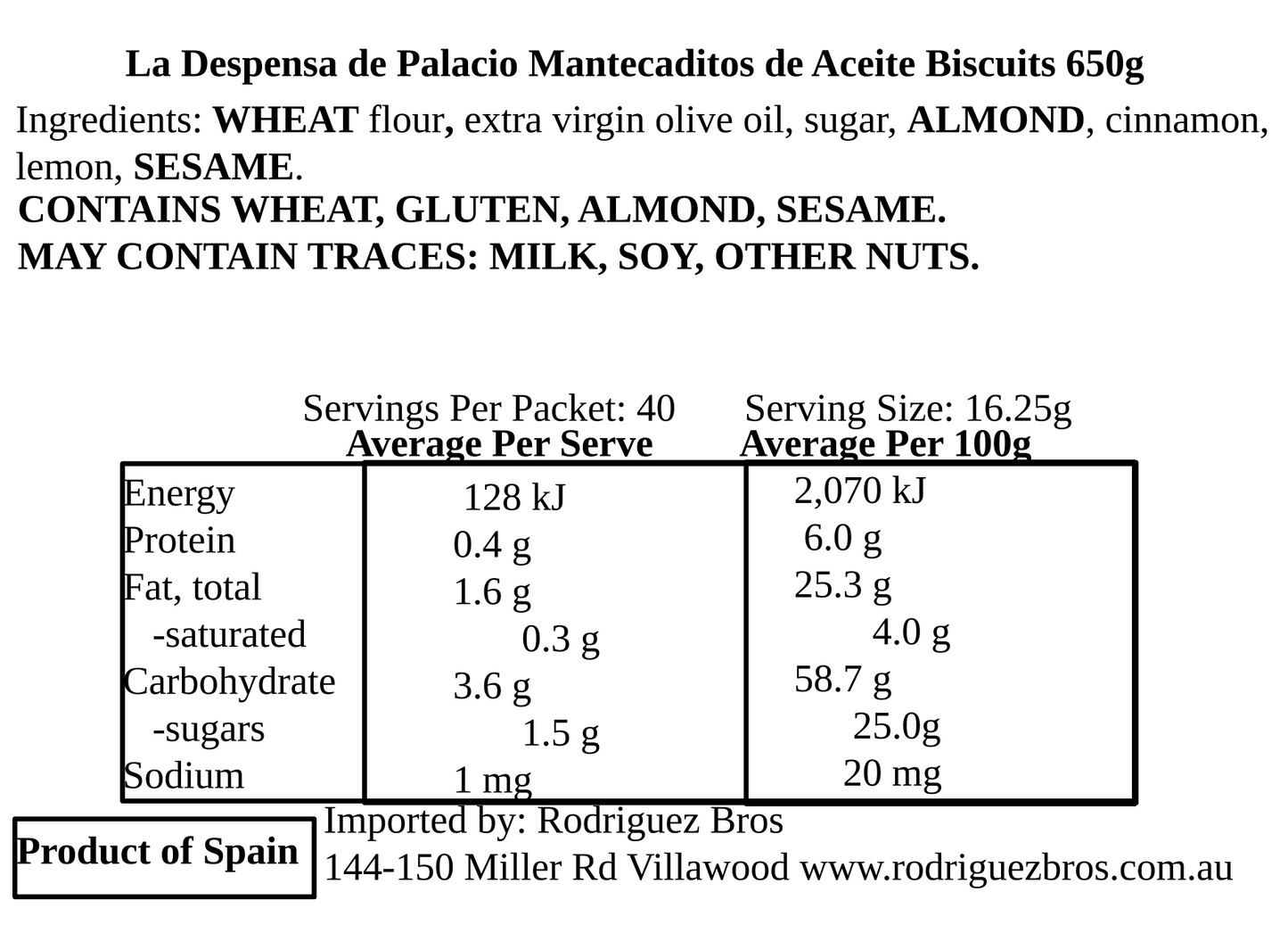 La Despensa de Palacio Mantecados Spanish Almond Cakes 650g