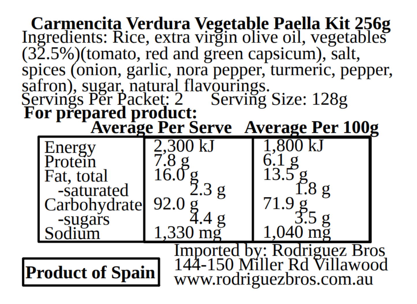 Carmencita Vegetable Paella Kit 256g (Best Before 01-08-2025)