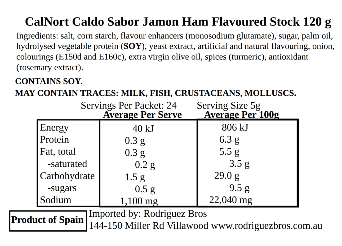 Calnort Caldo Sabor Jamon 120g