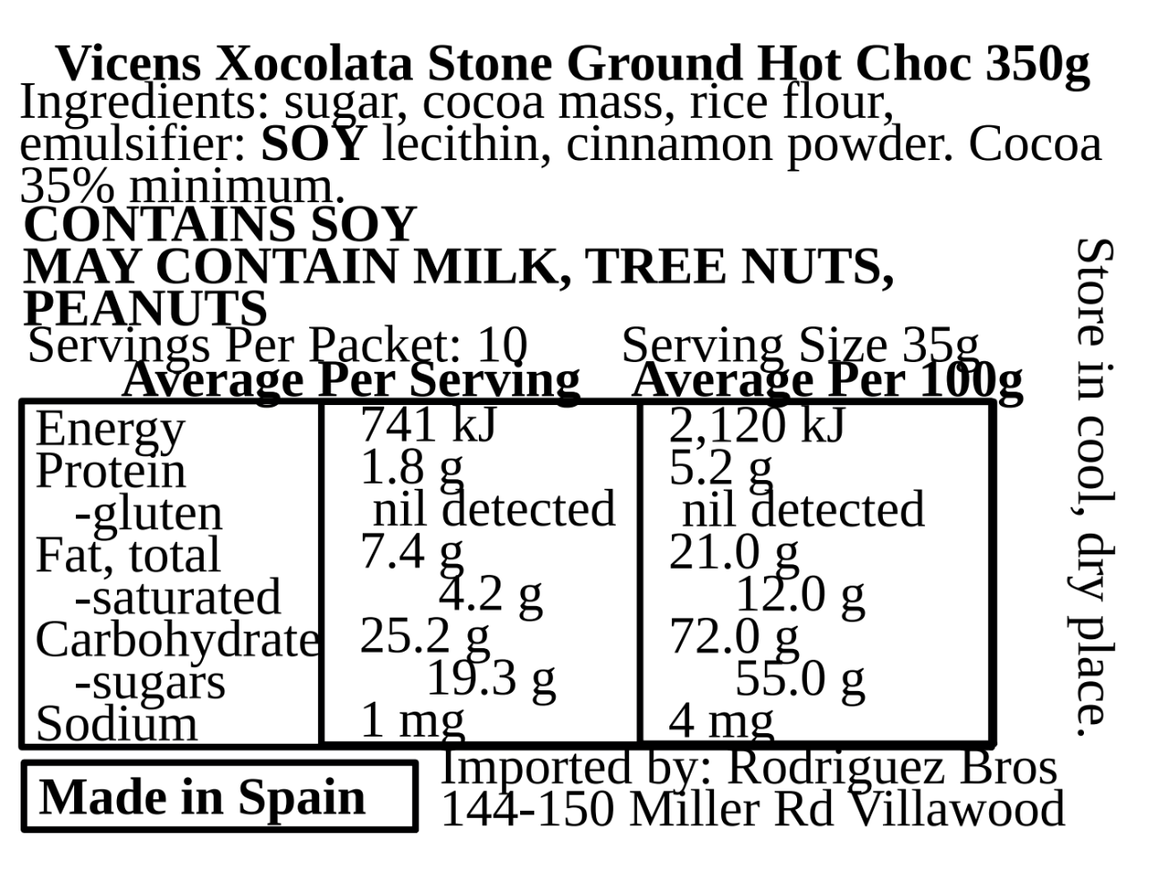 Vicens Xocolata Jolonch Xoxolata A La Pedra A La Tazza Spanish Stone Ground Hot Chocolate 35% cacao 350g (Best Before 30-11-2027)