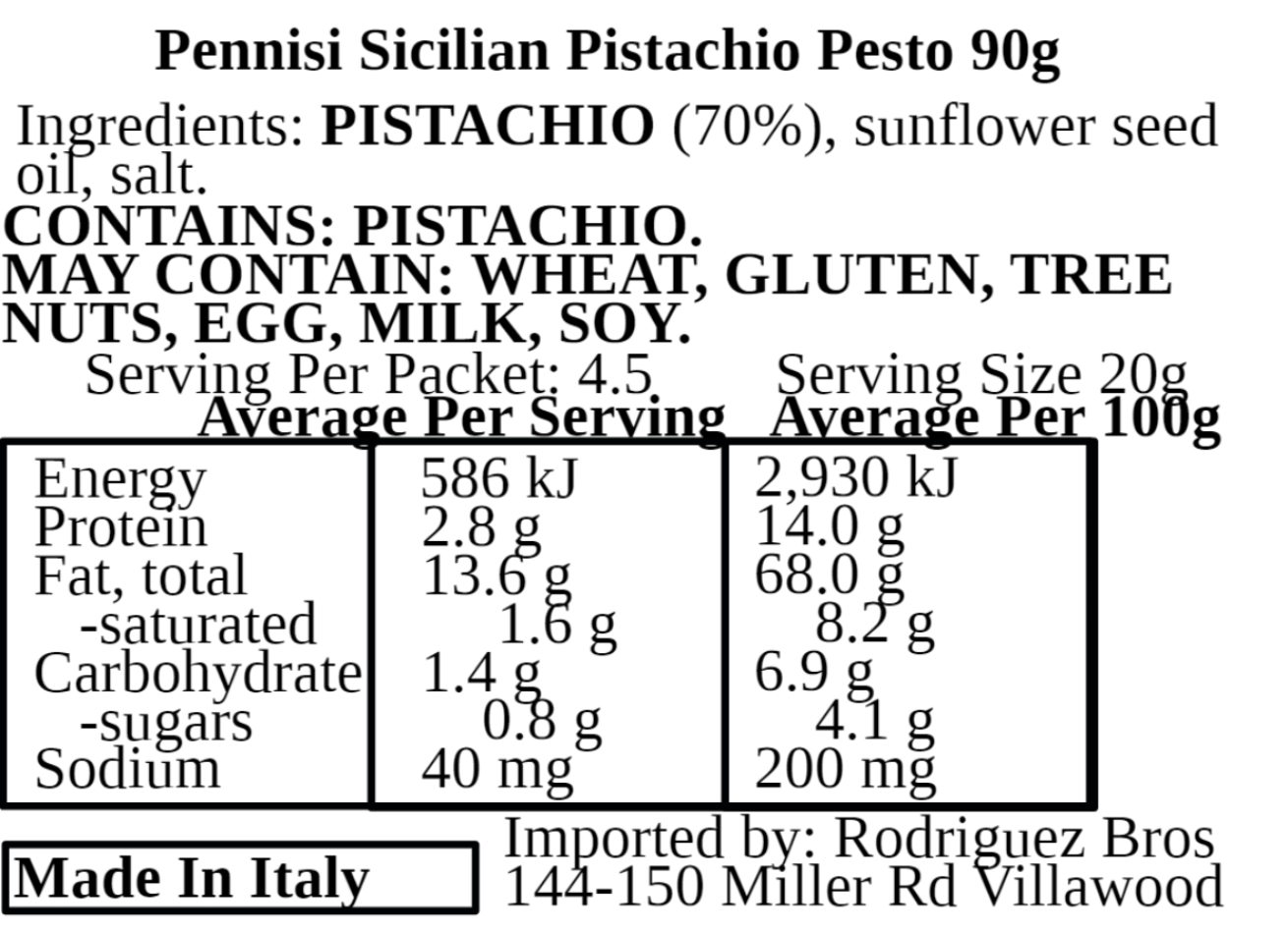 Pennisi Pesto Di Pistachio Pistachio Pesto 90g (Best Before 28-02-2025)