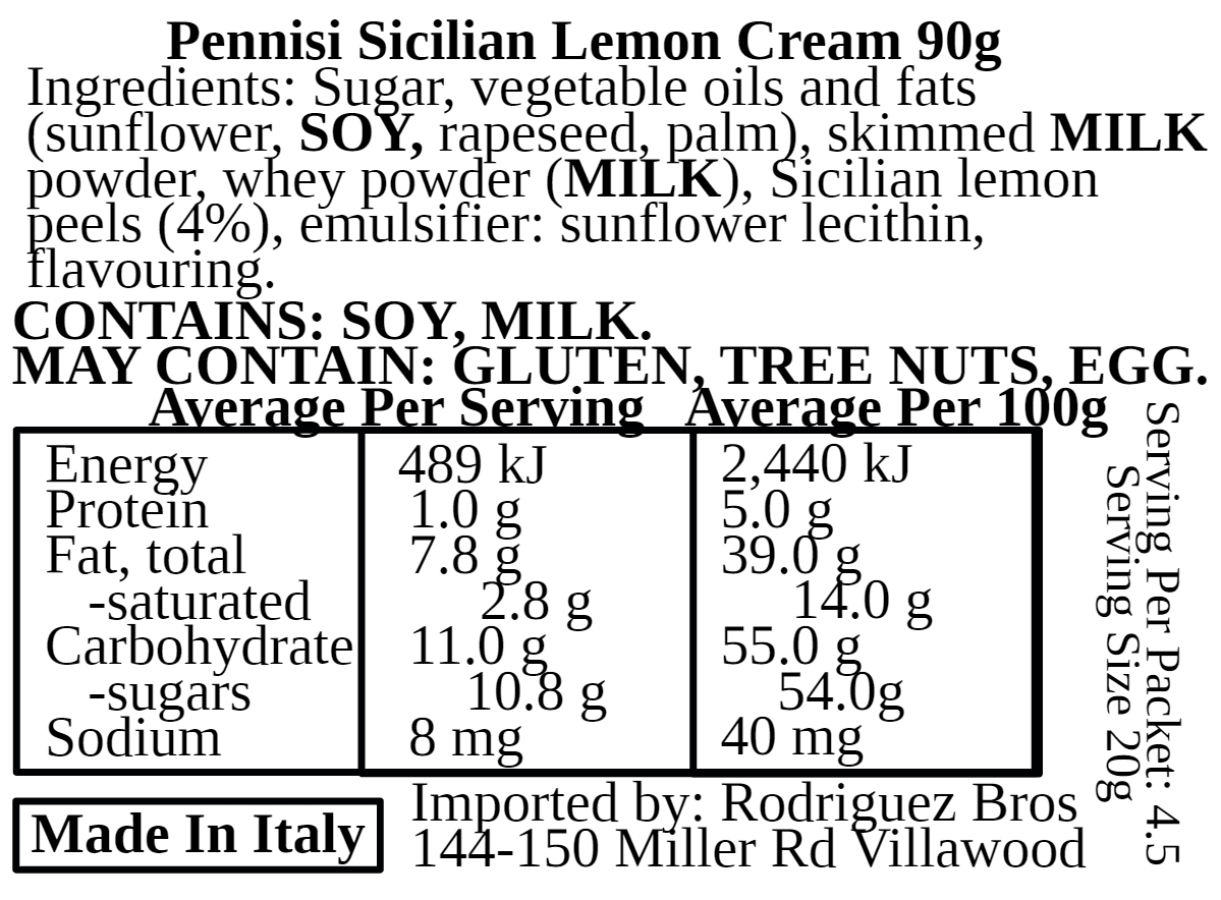Pennisi Sicilian Cream Multipack Almond, Lemon, Hazelnut, Pistachio 90g Each- 360g Total