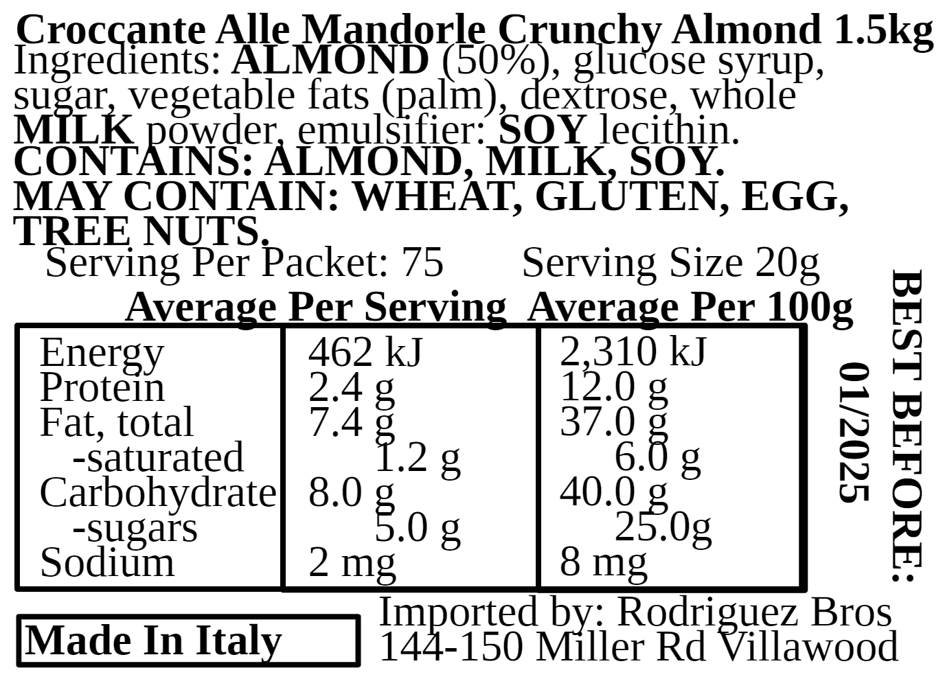 Pennisi Espositore Croccante Alle Pistaccio Display Box Italian Pistachio Brittle 1.5kg (Best Before 31-01-2025)