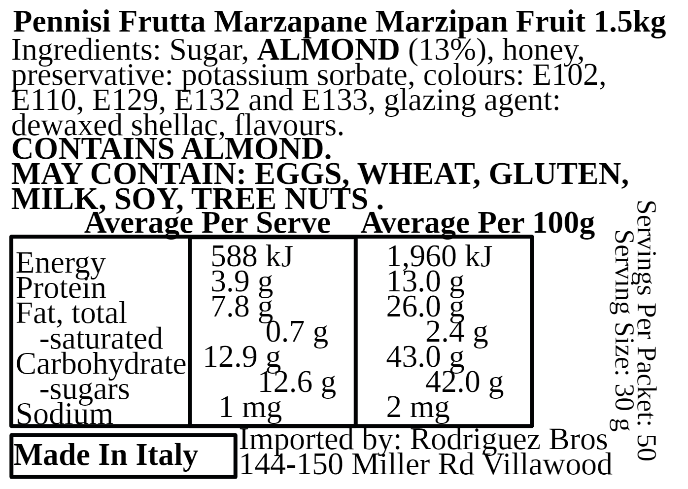 Pennisi Espositore Frutta Di Marzapane Display Box Italian Marzipan Fruit 1.5kg (Best Before 31-01-2025)