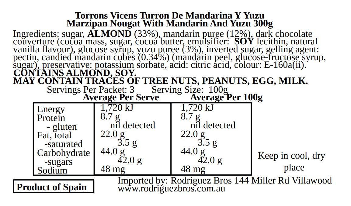 Vicens Mandarin and Yuzu Nougat 300g