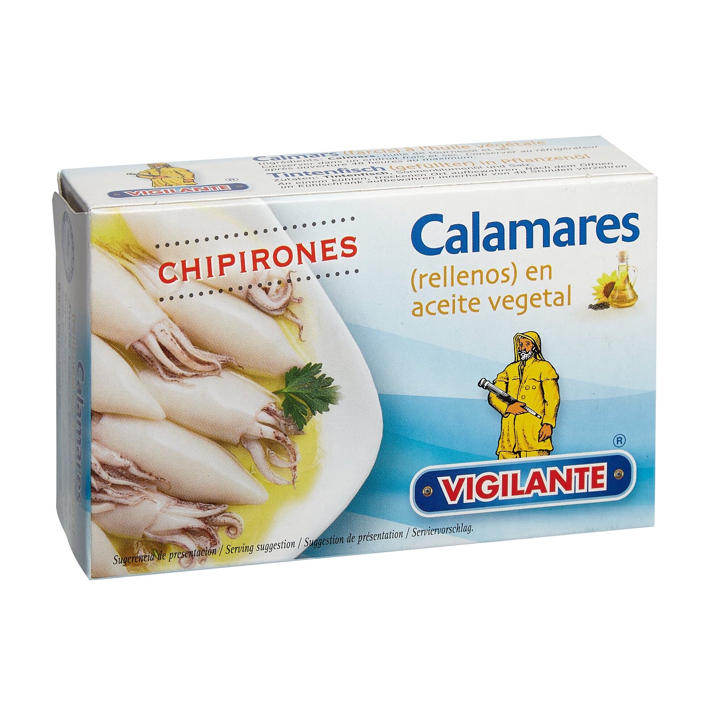 Vigilante Calamares Rellenos en Aceite Vegetal Squid in Vegetable Oil 111g