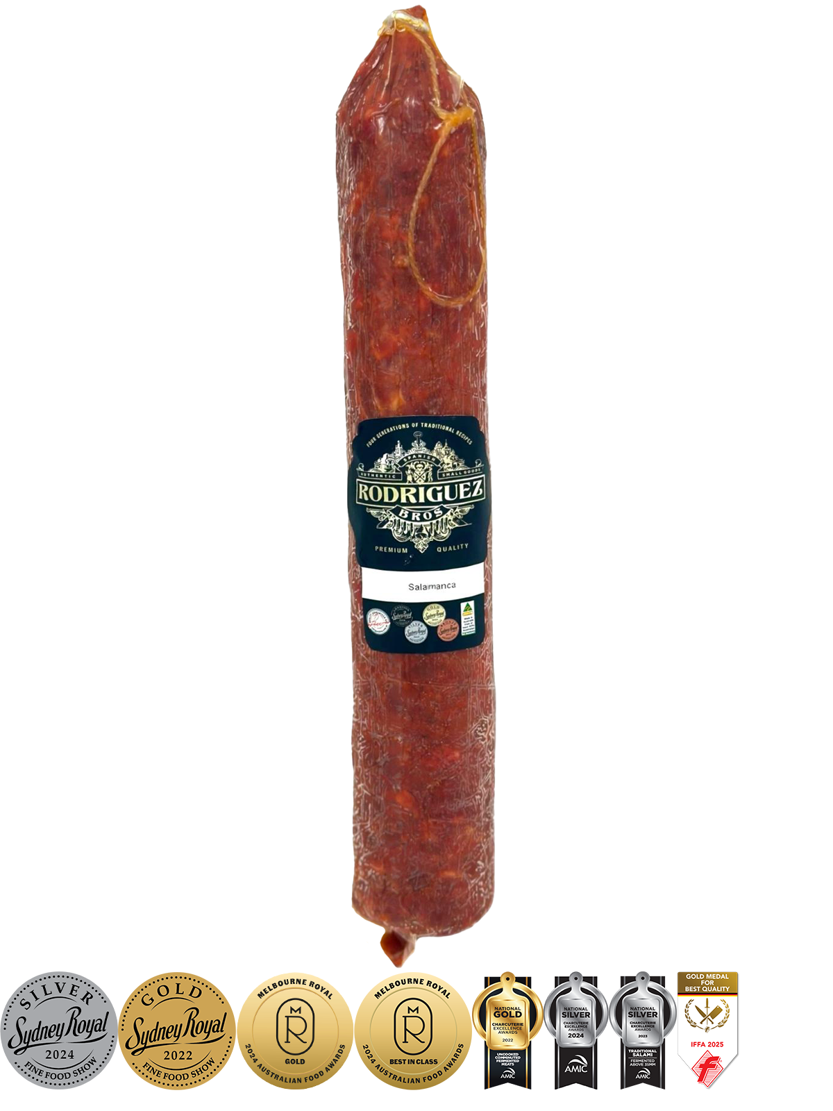 Salamanca Full Salami Approx 400g random weight packet. Regular price $15.00 AUD (You are guaranteed to receive at least 385g of product, equivalent price of $38.96 per kg.)