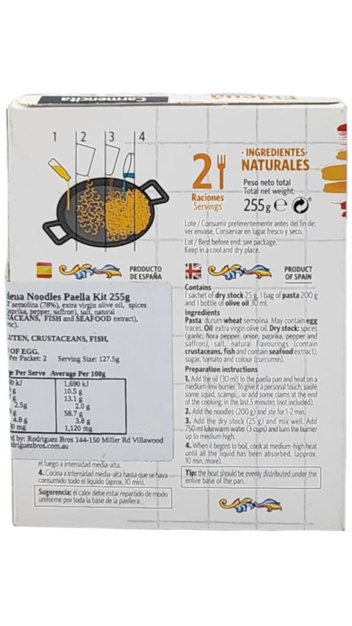 Carmencita Fideua Noodles Paella Kit 255g with Gallo Fideua Noodles 450g Multi pack