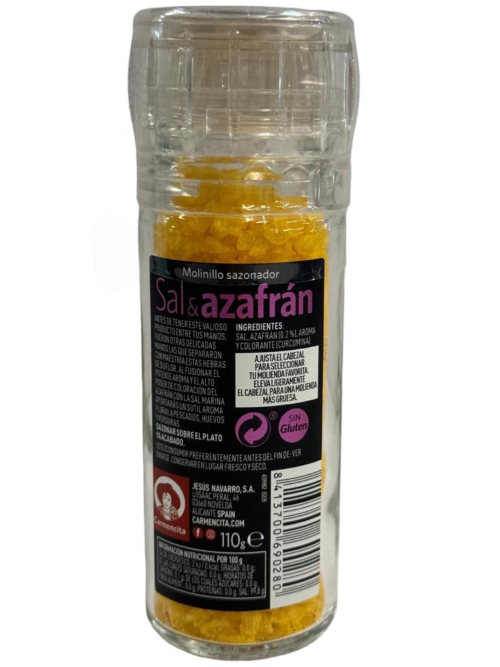 Carmencita Sea Salt With Saffron Grinder 110g