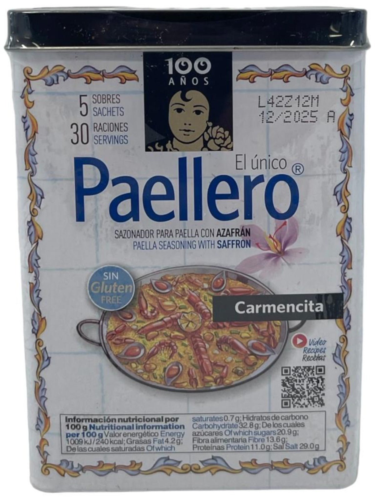 Carmencita Paellero Spanish Paella Seasoning 20g in Decorative Tin (Best Before 01-12-2025)