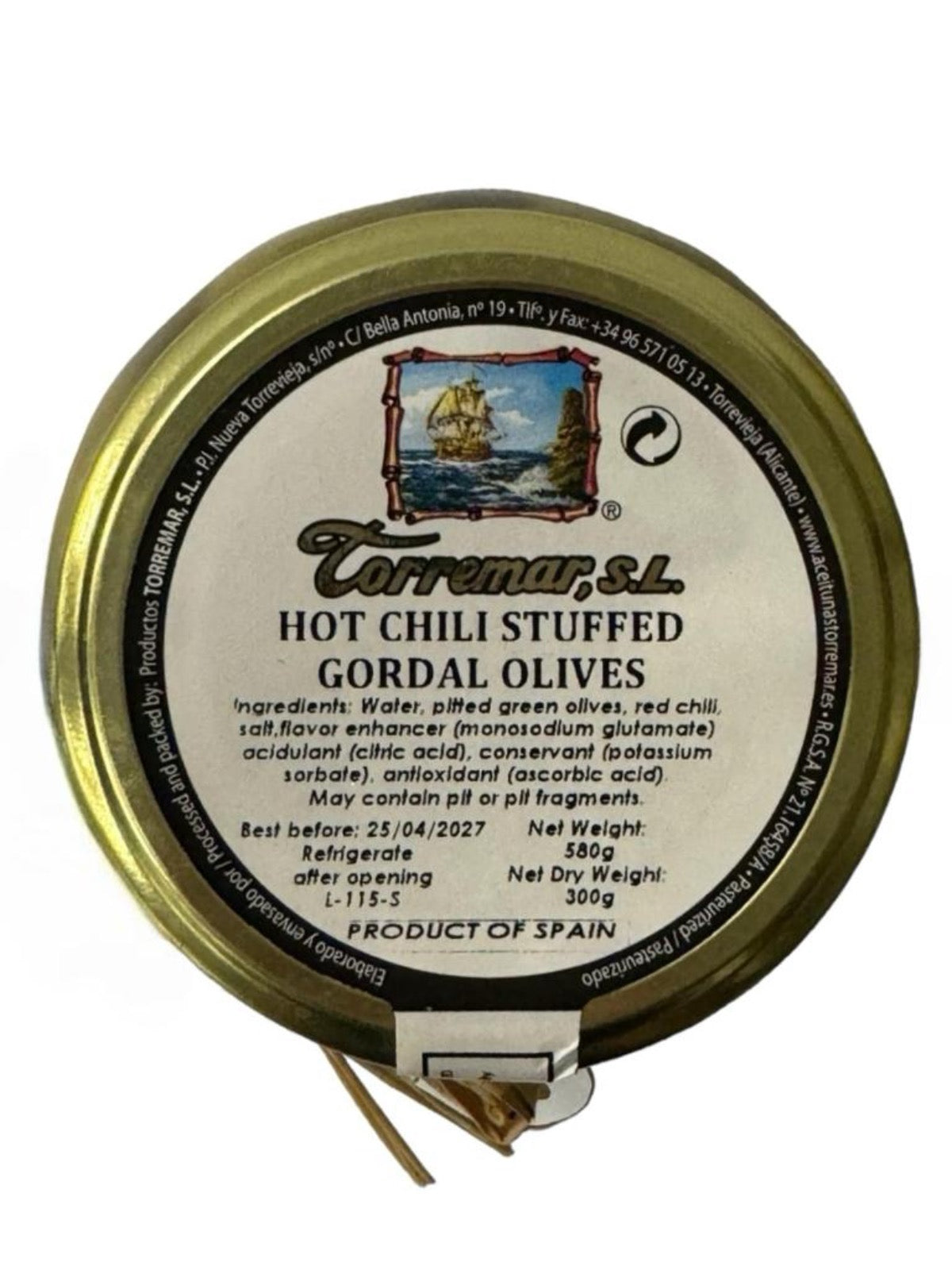 Torremar Spanish Hot Chilli Stuffed Gordal Olives 580g