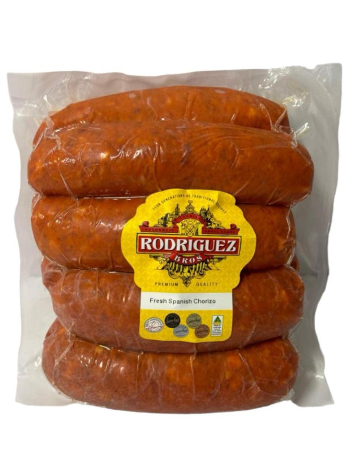 Fresh Spanish Chorizo Random weight approx. 1kg packet 8 pieces regular price $16.00 AUD. You are guaranteed to receive at least 950g of product, equivalent price of $16.84 per kg.