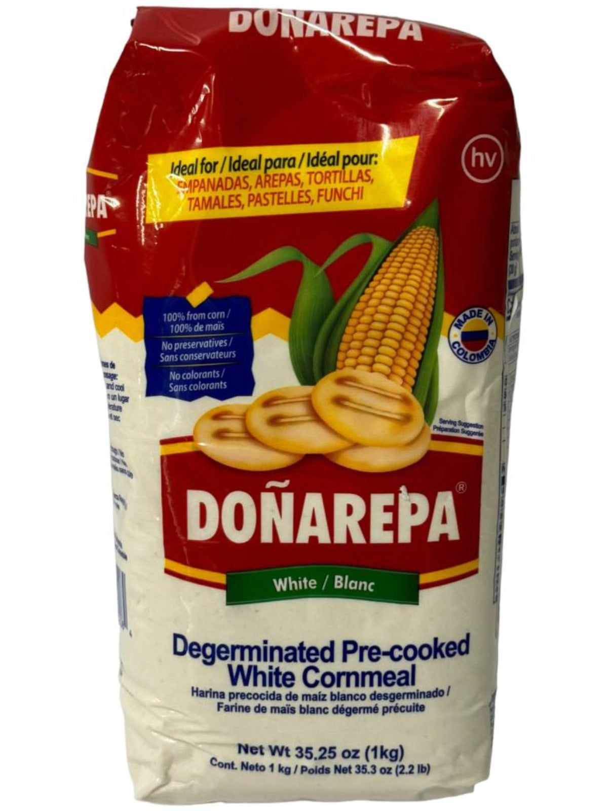 Donarepa Colombian Arepa White Corn Flour Twin Pack + Donarepa Colombian Yellow Corn Flour Twin Pack 1kg ea 4kg total